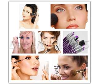 16 Pcs Purple Cosmetic Eye Shadow Blush Brushes Makeup  