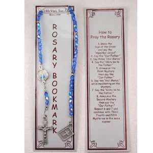   to Say the Rosary, Blue Rosary Bookmark w/ Miraculous Image, Carded