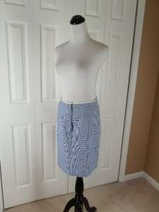 Talbots Petites 10 Blue White Checkered Pencil Skirt  