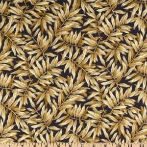   Tropical Leaves Charcoal/Tan Fabric By The Yard Arts, Crafts & Sewing