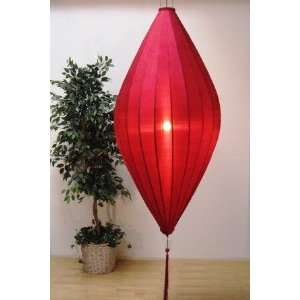  8 Foot Silk And Bamboo Lantern   Burgundy