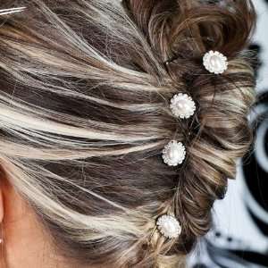 Wedding Beautiful Elegant Oval Shaped Pearl with Crystals Around Hair 