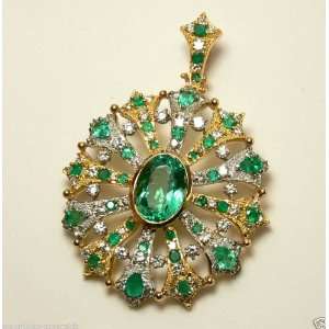 Colombian Emerald and Diamond Pendant 13.55 Cts