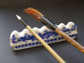 Blue and White Porcelain Brush Rest with Dragon Pattern  