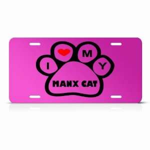 Manx Cats Pink Novelty Animal Metal License Plate Wall Sign Tag