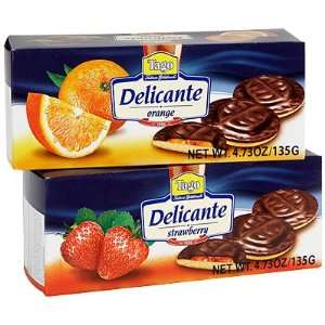 TAGO COOKIES DELICANTE CHOCOLATE COVERED WITH ORANGE FRUIT FILLING 4 