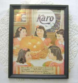 Vtg 1938 Karo Syrup Dionne Quintuplets Framed Print Ad  