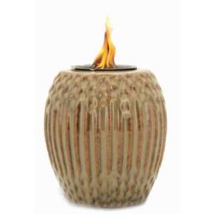  Tan/Brown Ribbed Flamepot or Fire Pot by Pacific Decor 