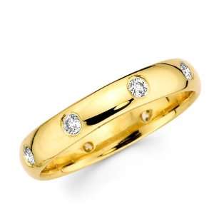 Round Diamond Wedding Band 14k Yellow Gold Anniversary Ring 1/4 CTW 
