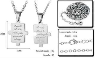 JN74 Stainless Steel Sweet Love Puzzle Couple Necklace  