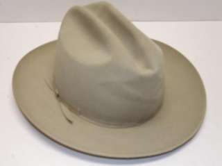 Vintage Stetson Cowboy Hat 4X Beaver Felt Size 7 3/8 Silverbelly Open 