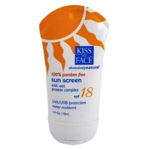 Kiss My Face Sunscreen SPF #18 with Oat Protein 100% Paraben Free 4 oz 