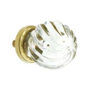  Swirling Globe Style Glass Knob With Solid Brass Base in 