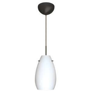 Pera One Light Pendant with Dome Canopy Finish Bronze, Glass Shade 