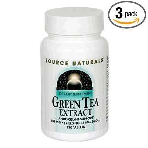 Source Naturals Green Tea Ext 30 33mg EGCG 100mg, 120 Tablets (Pack of 