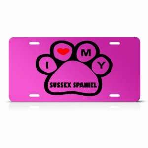 Sussex Spaniel Dog Dogs Pink Novelty Animal Metal License Plate Wall 