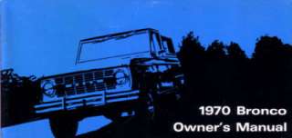 1970 FORD BRONCO Owners Manual User Guide  