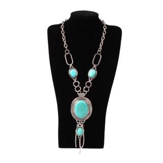 Elegant Oval Turquoise Pendant Necklace  