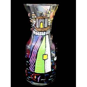 Lively Lighthouses Design   Hand Painted   Carafe   1 Liter  