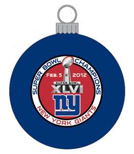 New York Giants Superbowl Super Bowl XLVI 46 Champs Lg Glass Christmas 