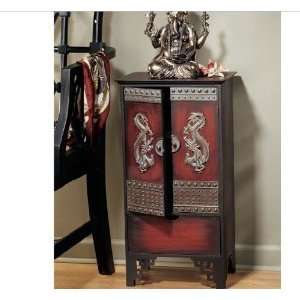  Xoticbrands Twin Dragon Oriental Wood Cabinet