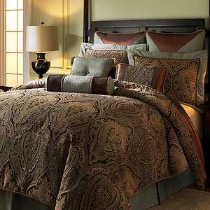   Canovia Springs Brown, Copper, Blue Luxury 10 Pc. King Comforter Set