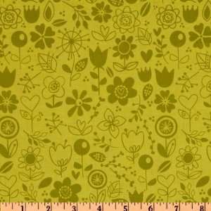  44 Wide Sunny Happy Skies Floral Green Fabric By The 