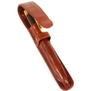  Aston Leather Brown Finger Style Single Pen Case Office 