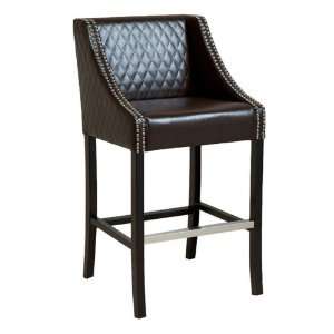  Brown Quilted Leather Bar Stool