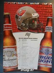   Football 2001 Budweiser Poster Schedule Tampa Bay Buccaneers  