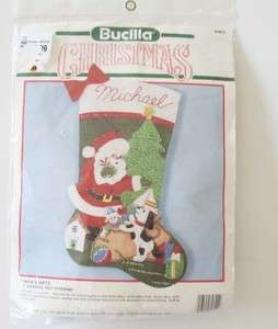 Bucilla Christmas Santas Gift Stocking Kit 1990   New  