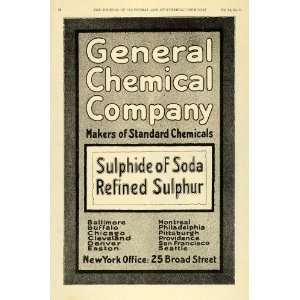  1922 Ad General Chemical Sulphide Soda Refined Sulphur 