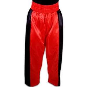 Boxing Pants Poly Red/Blk Strp Sz 2   Martial Arts   Apparel  