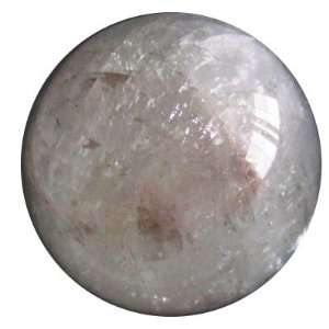 Calcite Ball 05 White Rainbow Crystal Red Mineral Inclusions Sphere 