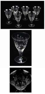 SIX vintage CUT GLASS crystal WATER GOBLETS  
