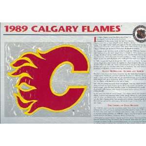  1989 Calgary Flames Official Patch on Team History Card 