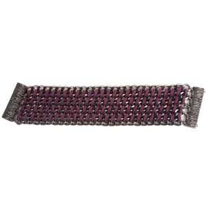  Purple Faux Suede Chain Link Bracelet with Magnetic Clasp 