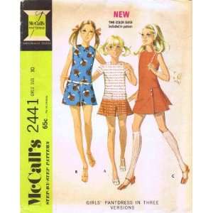  McCalls 2441 Vintage Sewing Pattern Girls Pantdress Size 