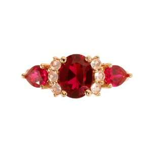  10k Yellow Gold Created Ruby and Created White Sapphire 