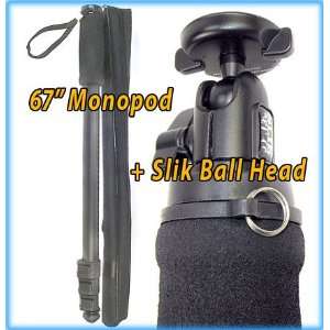  Sakar 67 Monopod +Case +Slik BallHead Ball Head SBH 60 
