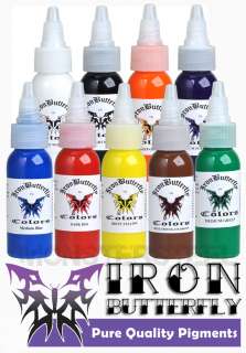Iron Butterfly Tattoo Ink 1/2 oz 9 Color Collection SET  