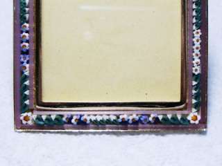 Vntg MICRO MOSAIC Pink Green Floral Picture Frame~Italy  