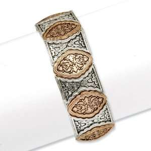  Silver tone and Copper tone Stretch Bracelet/Mixed Metal Jewelry