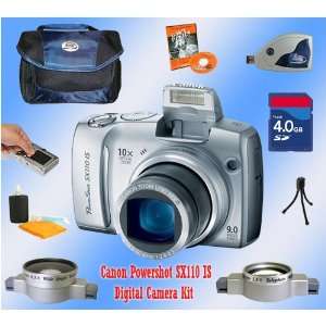 Canon Powershot SX110 IS W/ 4GB + Telephoto/Wide Angle Lens + PRO 