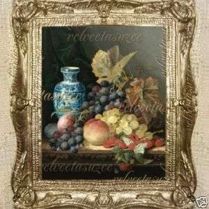 Still Life Dollhouse Picture Fruit Grapes Victorian Art  