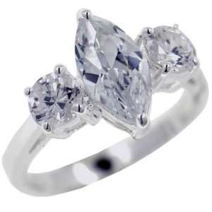  Marquise & Round Cz Promise Ring Sterling Silver Pugster 