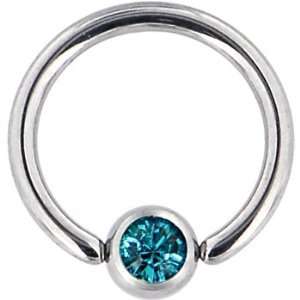    14 Gauge Swarovski® Blue Zircon Gem Bcr Captive Ring Jewelry