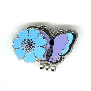   , Magnetic, Butterfly Clip with Blue Flower Marker