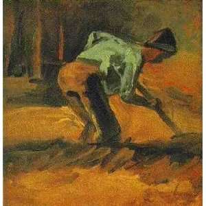     24 x 24 inches   Man Stooping with Stick or Spade