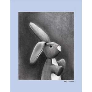   Charcoal Bunny Blue Border Image Wrap 11 x 14 inches; Curran, Margot
